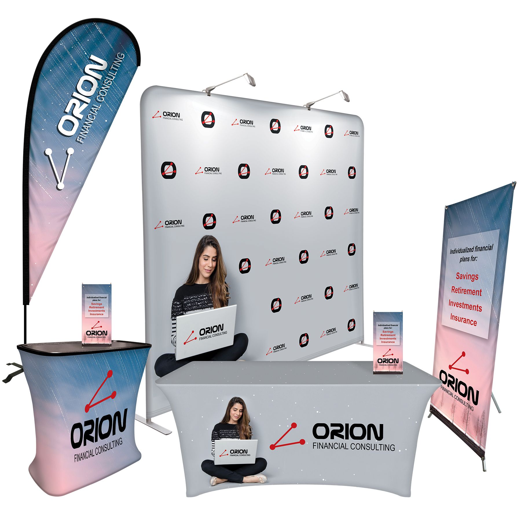Tradeshow Booth in a Box Package C - Banners and Table Covers